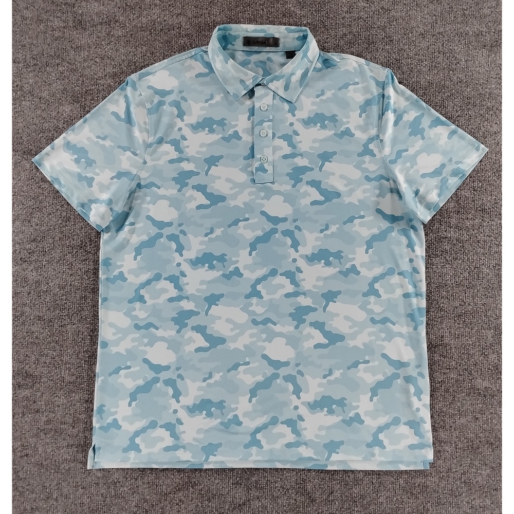 G/FORE Mapped Camo Tech Jersey Polo Shirt L Preppy Athleisure Golf Sportswear - Picture 1 of 6